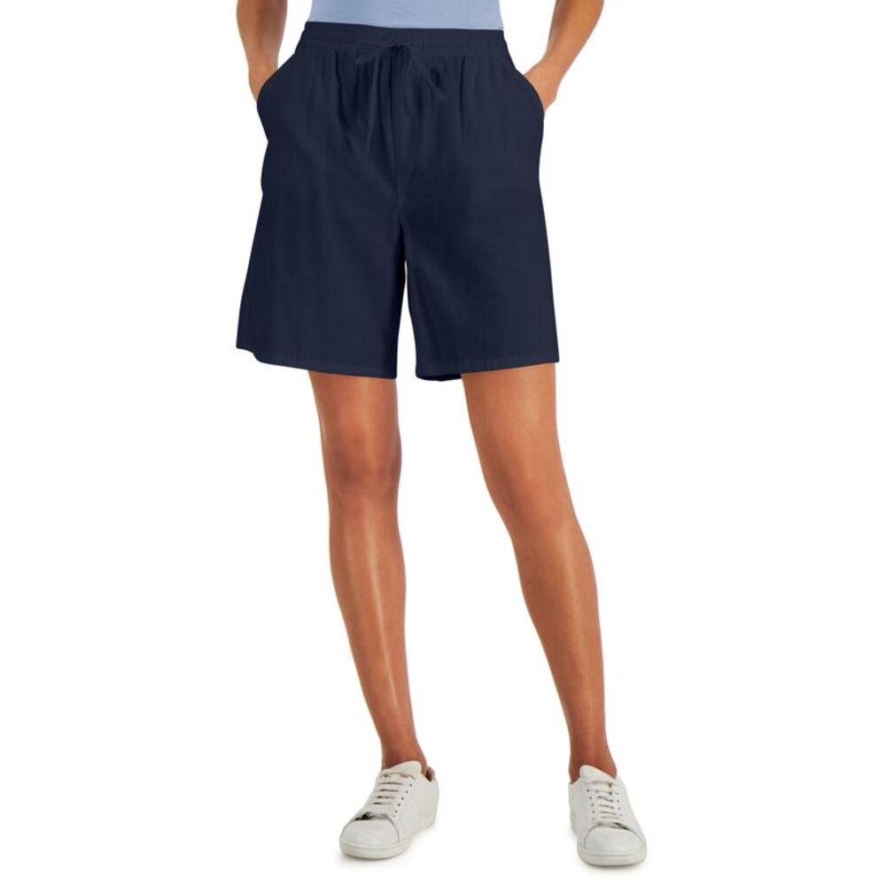 Karen Scott Gemma Cotton Drawstring Bermuda Shorts